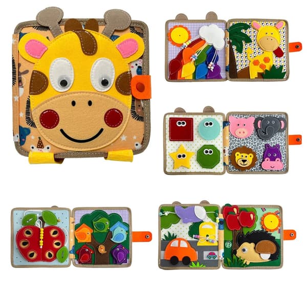 Montessori Busy Board för Barn 1-4 År Giraff