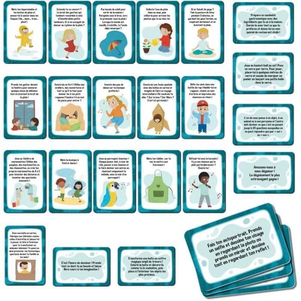 Att hålla sig sysselsatt när det regnar kortspel - Pedagogiskt spel - LIVSKUNSKAPER - Illustrerade kort
