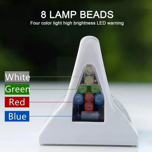 Solcelledrevet hajfinne biltag bagvinge 8 LED blinkende billygter