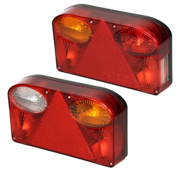 ECD Germany Taillights sat til vedhæng - 12V - med E11 testmærker - Wired med 13 pin stik - 5m kabel-Vandtæt-Hale Light Trailer Lighting baglygter