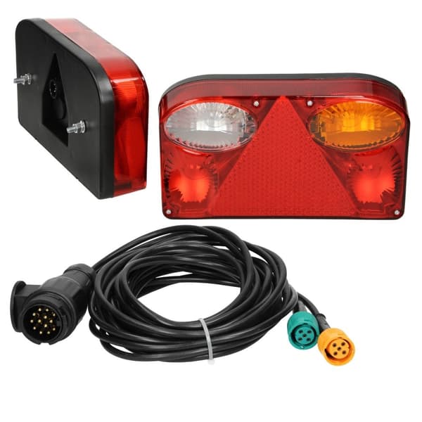 ECD Germany Taillights sat til vedhæng - 12V - med E11 testmærker - Wired med 13 pin stik - 5m kabel-Vandtæt-Hale Light Trailer Lighting baglygter
