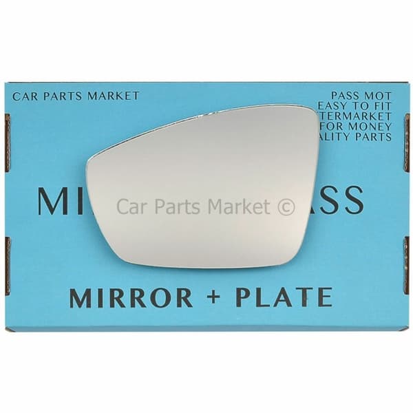 For Volkswagen Polo 2009-2017 Left Passenger Side Flat Wing Mirror Glass +Plate