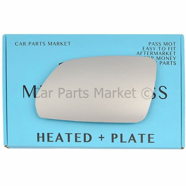 Left Side Flat Wing Mirror Glass For Vw Polo 05-09 Heated +Plate