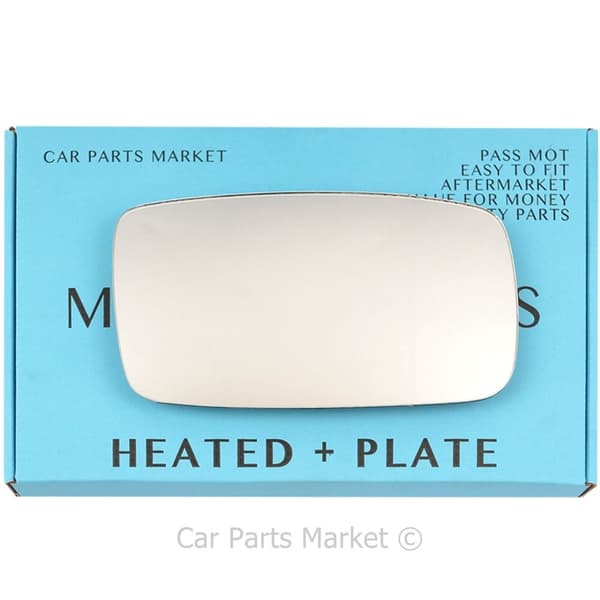 Right Driver Side Flat Wing Door Mirror Glass For Volvo 760 82-90 Heated +Plate