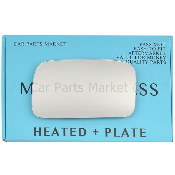 For VW Golf 87-92 Right Driver Side Flat Electric Wing Mirror Glass with Plate