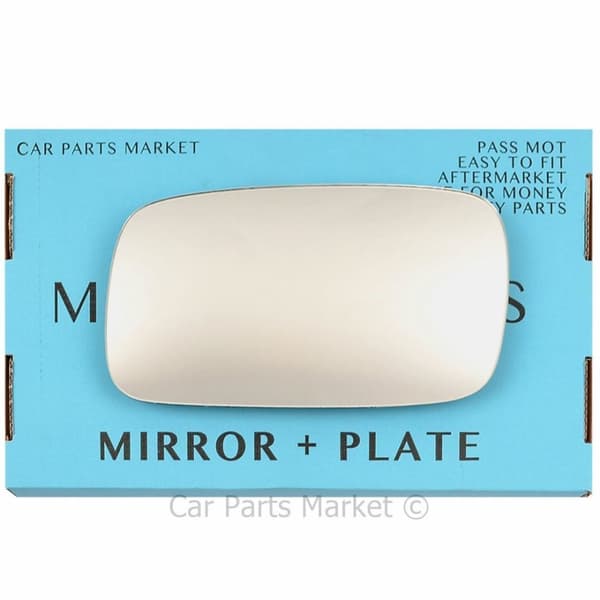 Left Passenger Side Flat Wing Door Mirror Glass For Saab 9-3 1998-2002 + Plate