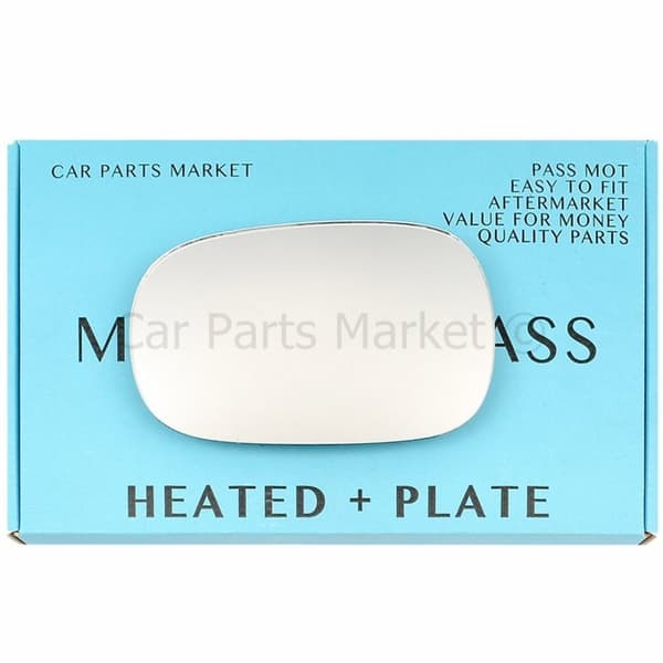 For Ford Ka 96-08 Left Side Flat Electric Wing Door Mirror Glass with Plate