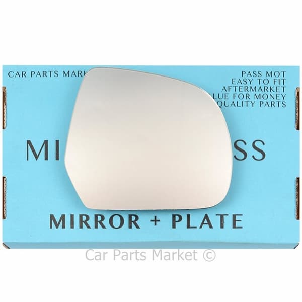 Right Side Flat Wing Door Mirror Glass For Nissan Micra K13 2010-2017 + Plate