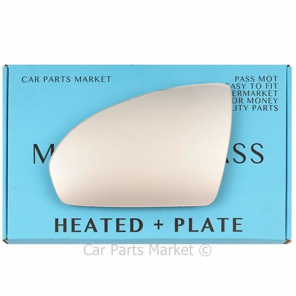 Left Side Flat Wing Door Mirror Glass For Smart Fortwo 2007-2014 Heated + Plate
