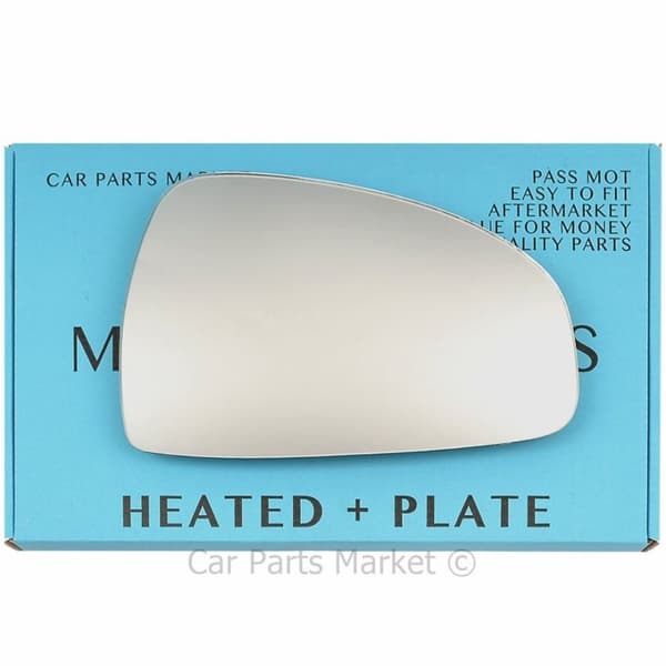 For Audi TT 06-14 Right Driver Side Flat Electric Wing Mirror Glass with Plate