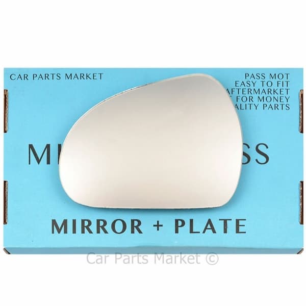 For Peugeot 207 06-12 Left Passenger Flat Electric Wing Mirror Glass with Plate