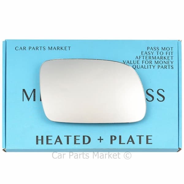 For Peugeot 307 01-08 Right Driver Flat Electric Wing Mirror Glass with Plate
