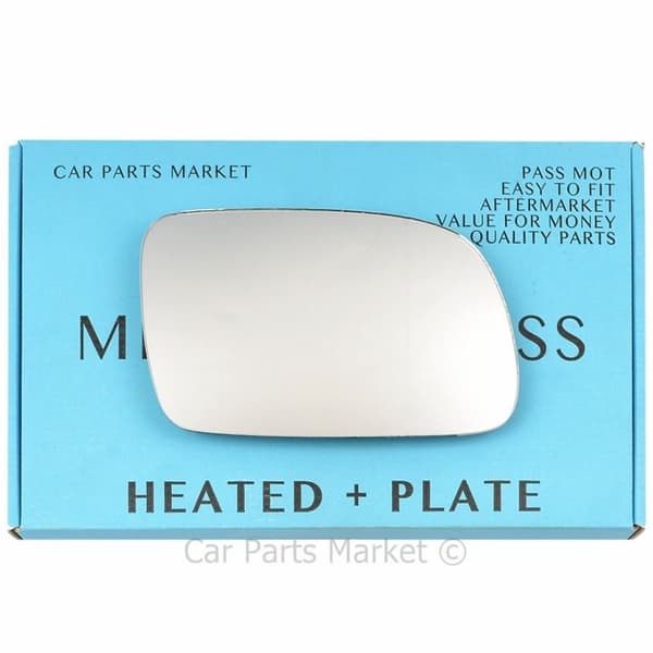 For Peugeot 407 04-09 Right Driver Flat Electric Wing Mirror Glass with Plate