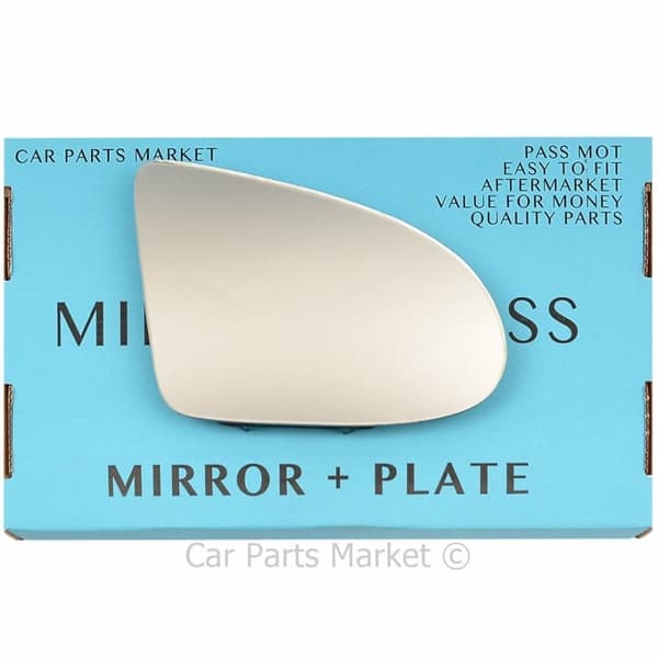 For Audi A2 99-05 Right Driver Side Flat Wing Door Mirror Glass with Plate