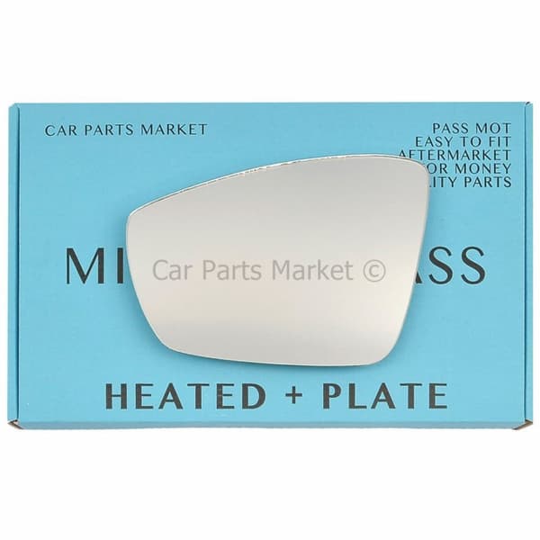 For Volkswagen Polo 2009-2017 Left Electric Wing Door Mirror Glass +Plate