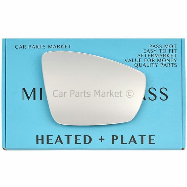 For Volkswagen Polo 2009-2017 Right Driver Electric Wing Mirror Glass +Plate