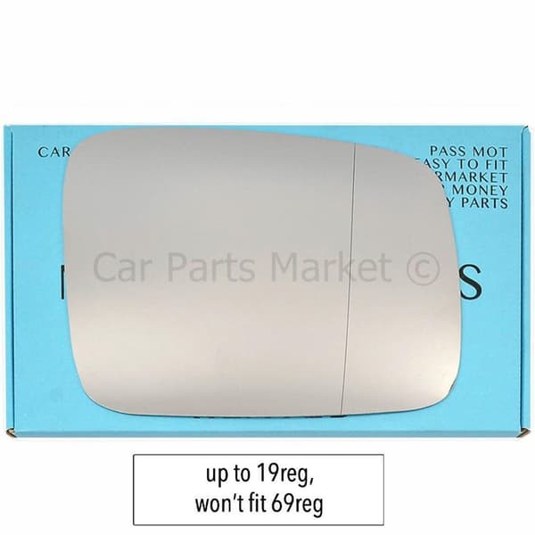 Right Side Wide Angle Wing Mirror Glass For VW Caddy 04-19 up to 19reg +Plate
