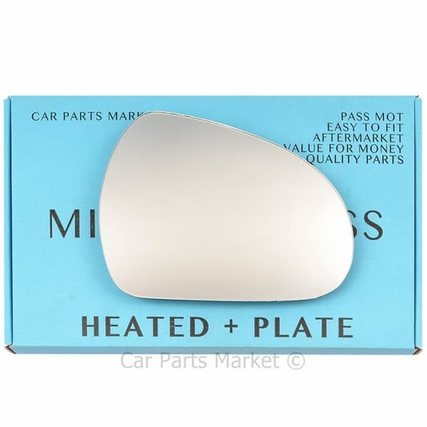 Right Driver Side Wing Mirror Glass For Peugeot 207 06-12 Heated + Plate