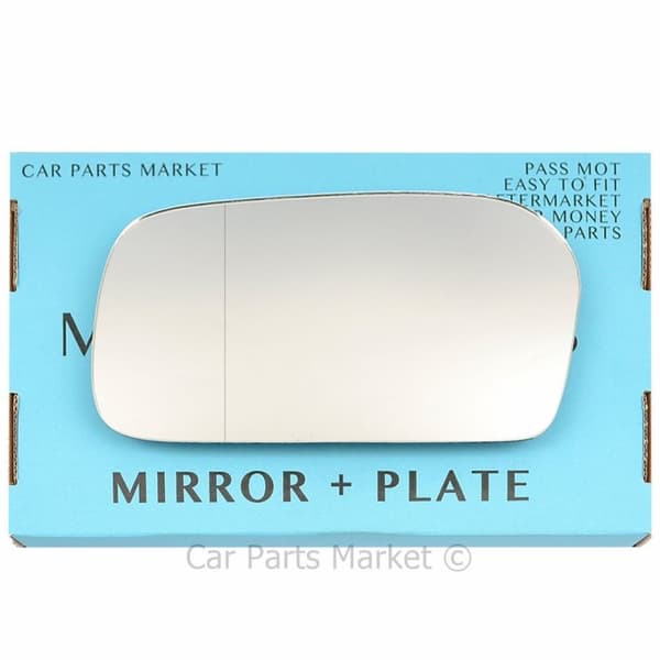 For Audi 100 91-94 Left Side Aspheric Wing Door Mirror Glass with Plate