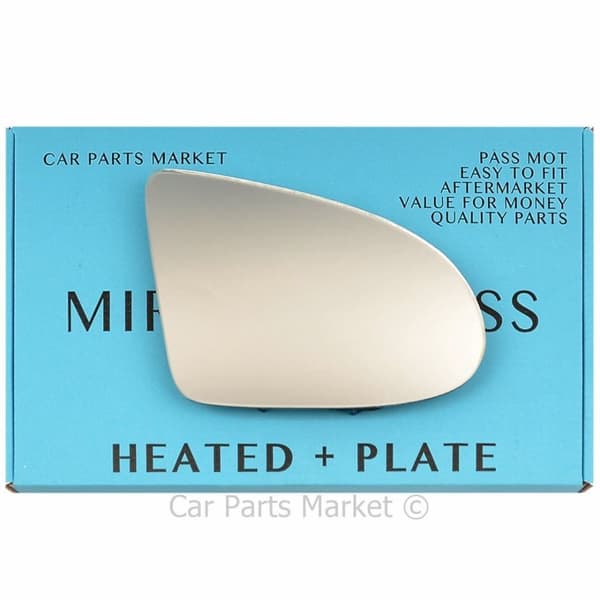 For Audi A2 99-05 Right Driver Side Electric Wing Mirror Glass with Plate