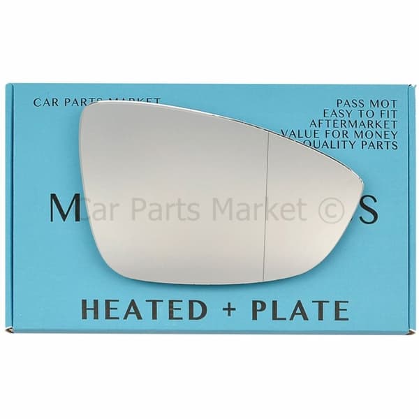 For VW Passat 10-14 Right Side Aspheric Electric Wing Mirror Glass +Plate