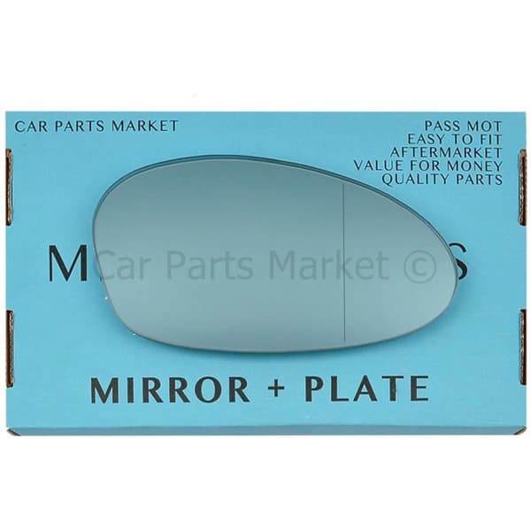 For BMW 3 series 05-08 Right Driver Aspheric Blue Wing Mirror Glass +Plate