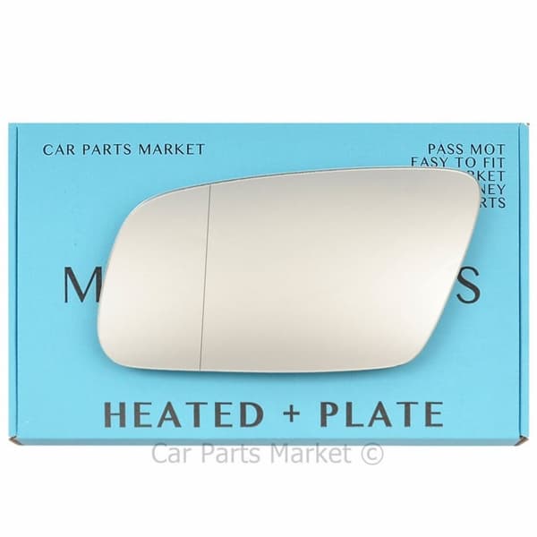 Wide Angle Left Side Wing Mirror Glass For Audi A6 c5 1999-2004 Heated + Plate