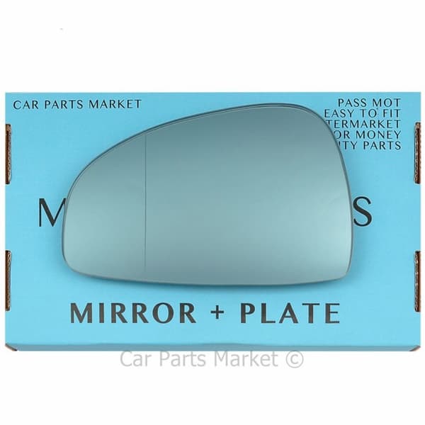 For Audi TT 06-14 Left Side Blue Aspheric Wing Door Mirror Glass with Plate
