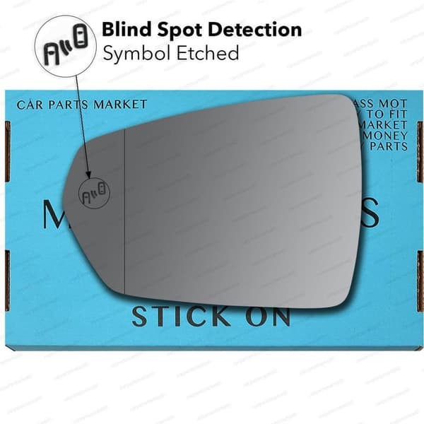 Left Passenger Side Wide Angle BSM Wing Mirror Glass For VW Polo 2018-2023
