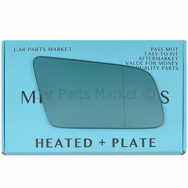 For BMW 5 6 series 03-10 Right Aspheric Electric Blue Wing Mirror Glass +Plate