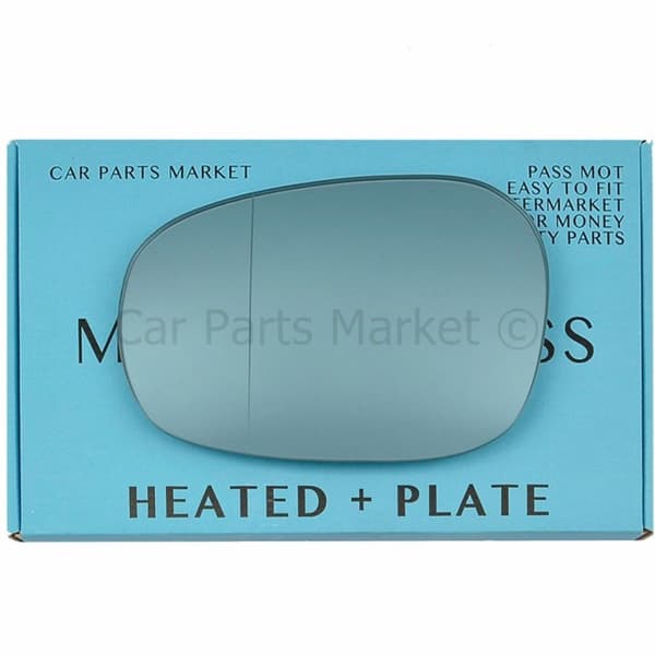 For BMW 1 Series 2009-2011 Left Aspheric Electric Blue Wing Mirror Glass +Plate