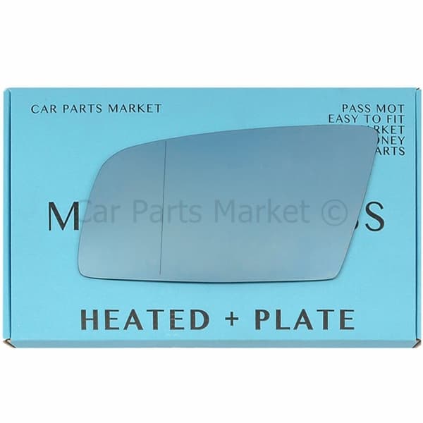 For BMW 5 6 series 03-10 Left Aspheric Electric Blue Wing Mirror Glass +Plate