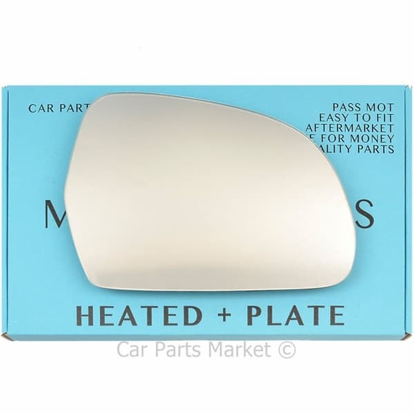 For Audi A6 08-11 Right Driver Side Electric Wing Door Mirror Glass with Plate