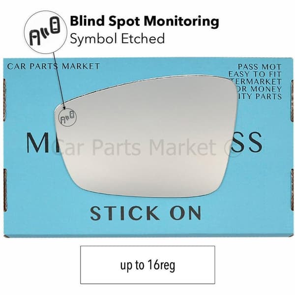 For VW UP 11-16 up to 16reg Left Side BSM Wing Mirror Glass