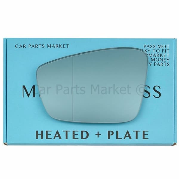 For Skoda Superb 15-17 Left Aspheric Electric Blue Wing Mirror Glass w/ Plate