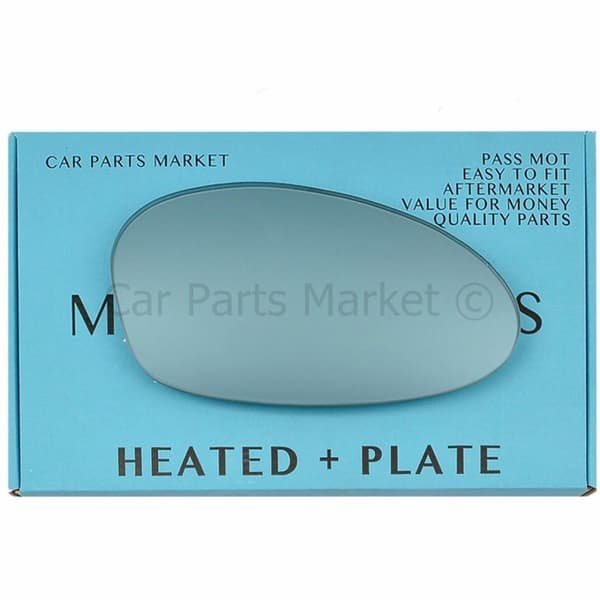 For BMW 1 series 2004-2009 Right Driver Electric Blue Wing Mirror Glass +Plate