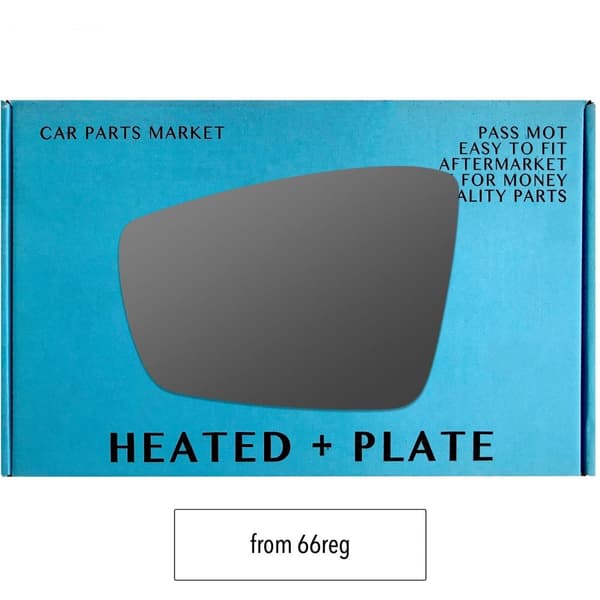 For VW UP 2016-2024 from 66reg Left Electric Wing Mirror Glass with Plate