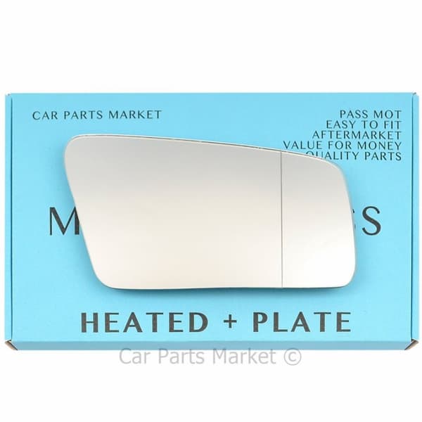 For Audi 100 200 82-91 Right Aspheric Electric Wing Door Mirror Glass with Plate