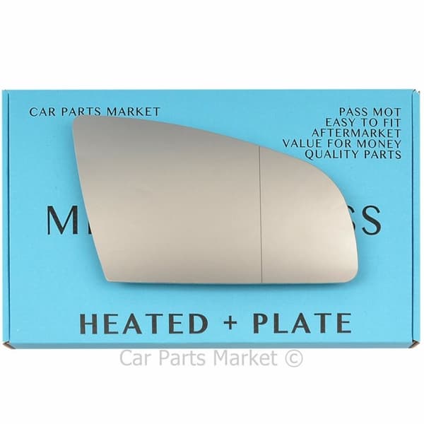 For Audi A3 03-08 Right Driver Aspheric Electric Wing Mirror Glass with Plate