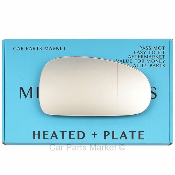 For Audi TT 99-06 Right Driver Aspheric Electric Wing Mirror Glass with Plate
