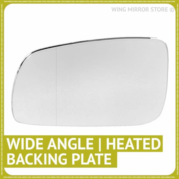Wide Angle Left Side Wing Door Mirror Glass For Audi A3 1996-2000 Heated + Plate