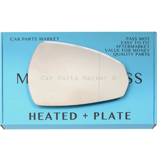 For Audi A3 2012-20 Right Driver Side wide Angle Heated Plate Wing Mirror Glass