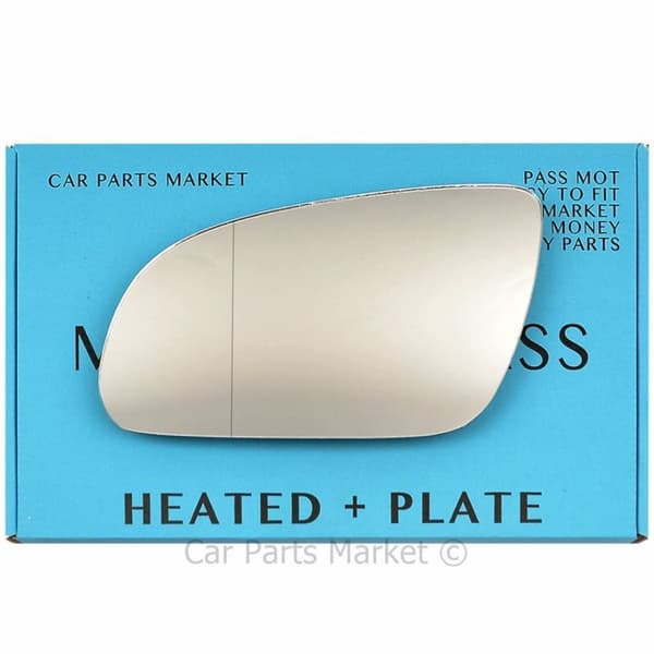 For Audi A8 03-07 Left Aspheric Electric Wing Door Mirror Glass with Plate