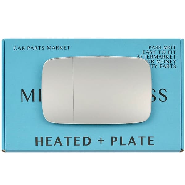 For BMW 5 Series 1988-1996 Left Side Aspheric Electric Wing Mirror Glass +Plate