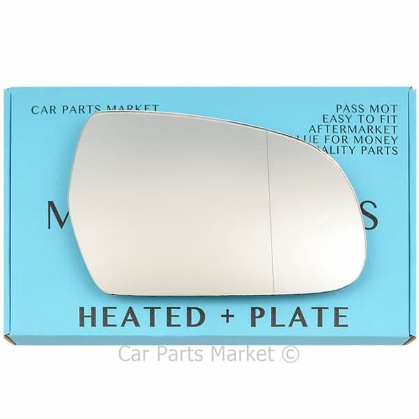 Wide Angle Right Side Wing Mirror Glass For Audi A4 2010-2015 Heated + Plate