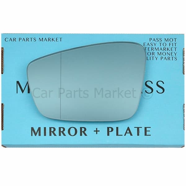 For Skoda Citigo 12-17 Left Passenger Aspheric Blue Wing Mirror Glass w/ Plate
