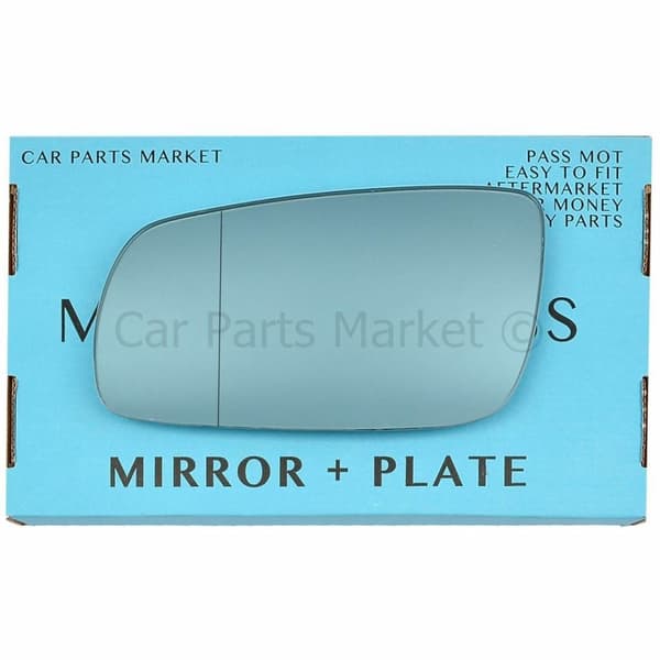 For Seat Toledo 99-02 Left Passenger Aspheric Blue Wing Mirror Glass w/ Plate
