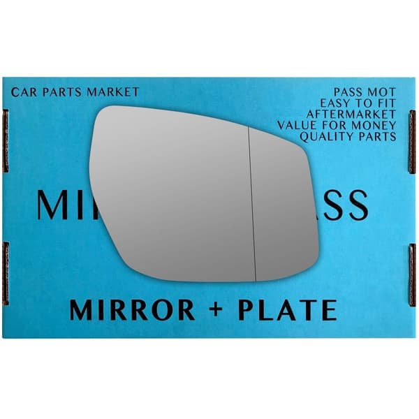 Right Driver Side Wide Angle Wing Mirror Glass For Nissan Pulsar 2014-On Plate