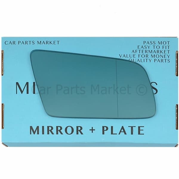 For BMW 5 6 series 03-10 Right Driver Aspheric Blue Wing Mirror Glass +Plate