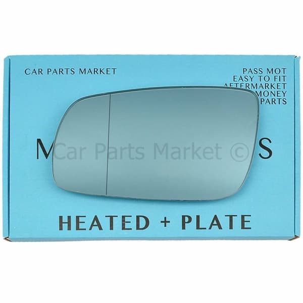 For VW golf mk4 96-04 Left Side Aspheric Electric Blue Wing Mirror Glass +Plate